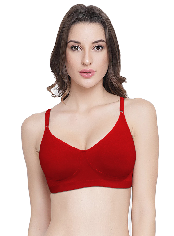 Double Layered Non wired Red T-Shirt Bra