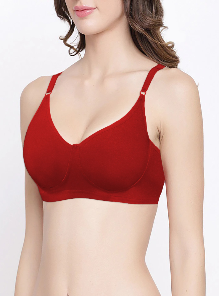 Double Layered Non wired Red T-Shirt Bra
